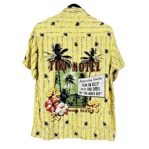 Vtg Ron Chereskin Hawaiian Shirt Mens L Yellow Rayon Tiki Motel Tropical Floral